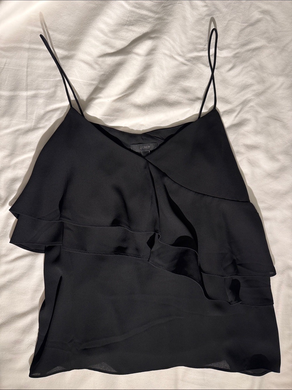 J. Crew Black Ruffle Spaghetti-Strap Camisole
